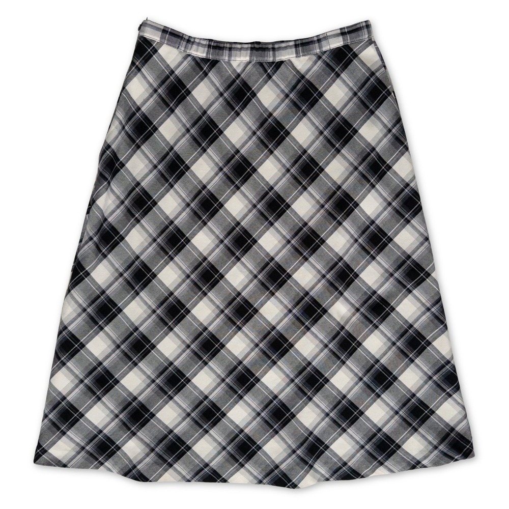 Basic Editions Plaid Skirt Womens 6 Black White‎ A Line Twee Academia